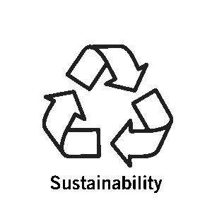 Black recycling symbol with three arrows forming a continuous triangle on a white background
